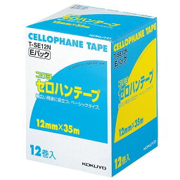 （まとめ買い）コクヨ セロハンテープ 大巻き お徳用Eパック 12mm×35m 12巻入 T-SE12N 〔×3〕【北海道・沖縄・離島配送不可】