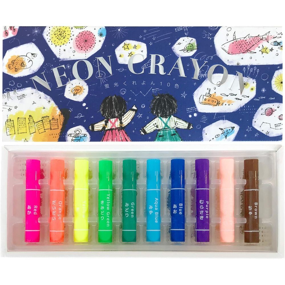 【メール便発送】コクヨ 蛍光くれよん 10色セット KE-AC30