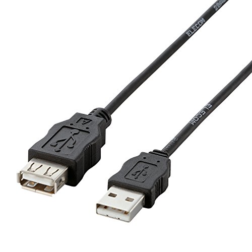 【メール便発送】エレコム USB延長ケーブル RoHS指令準拠 USB A オス-USB A メス 0.5m ブラック USB-ECOEA05【代引不可】