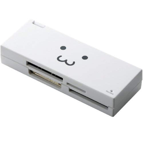 【メール便発送】エレコム カードリーダライタ USB2.0対応 ケーブル収納 SDXC対応 SD+MS+XD対応 ホワイトFACE MR-C23WHF1【代引不可】