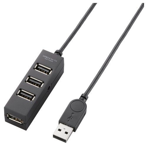 エレコム USBハブ USB2.0 TV用 セルフパワー 4ポート 1m ブラック U2H-TV003SBK【代引不可】【北海道・沖縄・離島配送不可】