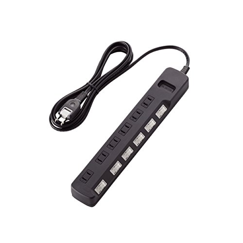 エレコム 雷ガードタップ 個別スイッチ 6個口 2.5m ブラック T-K5A-2625BK【代引不可】【北海道・沖縄・離島配送不可】