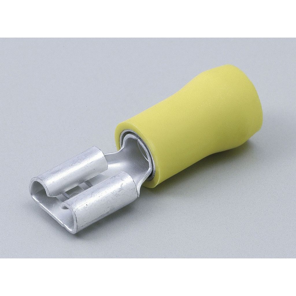 ●FVDDF5.5-250B■F形■全長：24.5mm■専用タブ厚：0.8mm■適合電線範囲：より線　2.63〜6.64mm^2■入数：10■カラー：イエロー