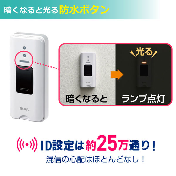 ELPA ワイヤレスチャイム増設用 防雨ボタン送信器 EWS-P30 【北海道・沖縄・離島配...