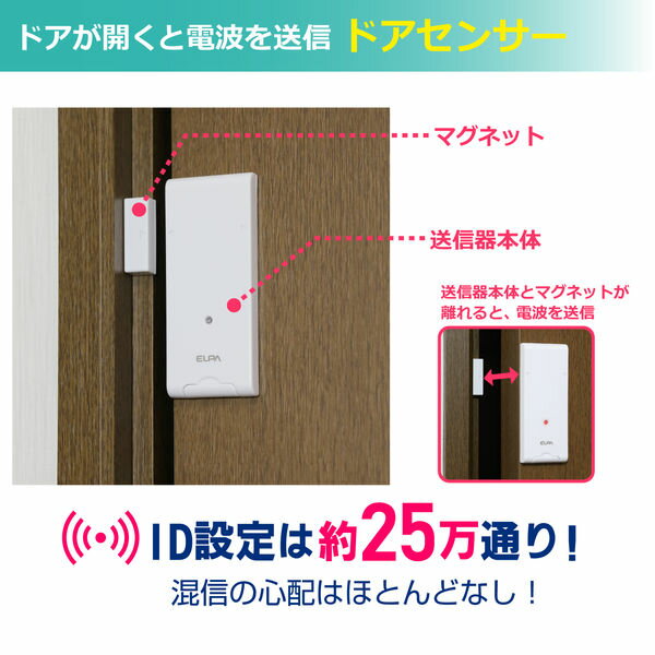（まとめ買い）ELPA ワイヤレスチャイム増設用 ドア開閉センサー送信器 EWS-P34 〔×3〕 【北海道・沖縄・離島配送不可】 3