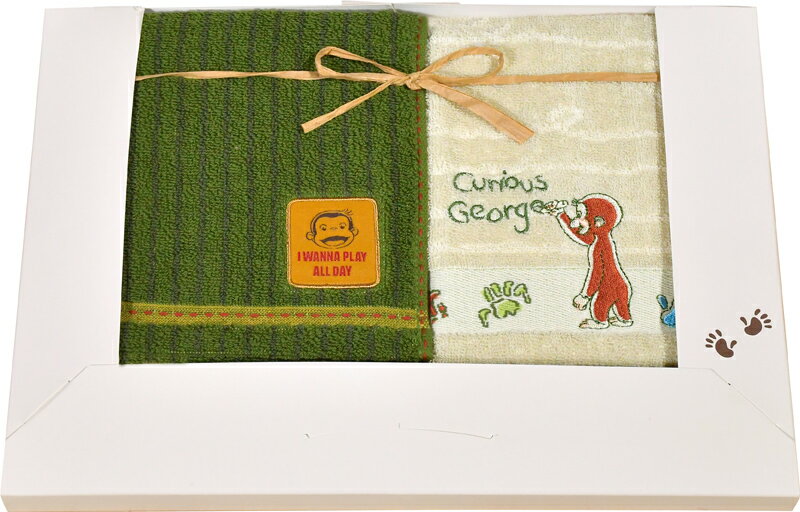 【ギフト】おさるのジョージ オリーブジョージ フェイスタオル&ウォッシュタオル 【北海道・沖縄・離島配送不可】