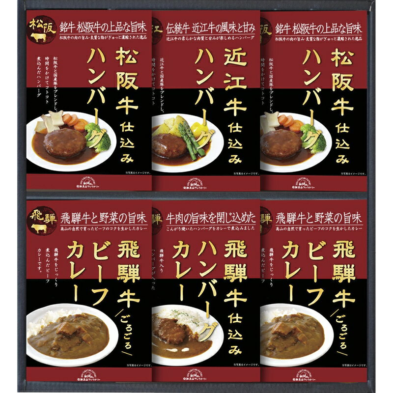 【ギフト】飛騨高山ファクトリー 松阪牛・近江牛・飛騨牛仕込みハンバーグ&カレー詰合せ C-B 【北海道・沖縄・離島配送不可】