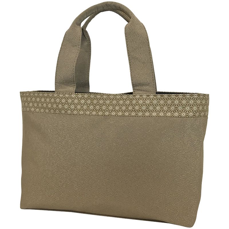 【ギフト】京都三昌 麻の葉柄手提げバッグ ベージュ 【北海道・沖縄・離島配送不可】