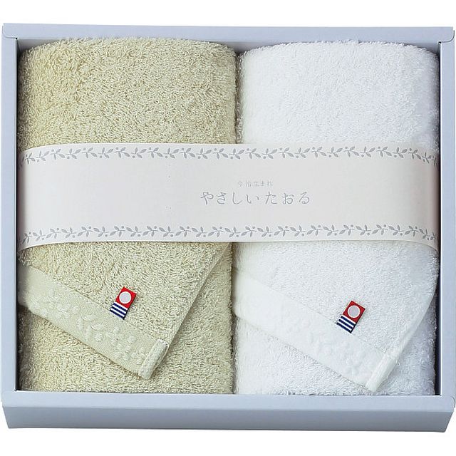 【ギフト】やさしいたおる フェイスタオル2枚セット グリーン 【北海道・沖縄・離島配送不可】