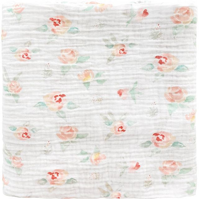 【ギフト】スワドルデザインズ モスリンブランケット1枚 ピーチピンクフローラル 【北海道・沖縄・離島配送不可】