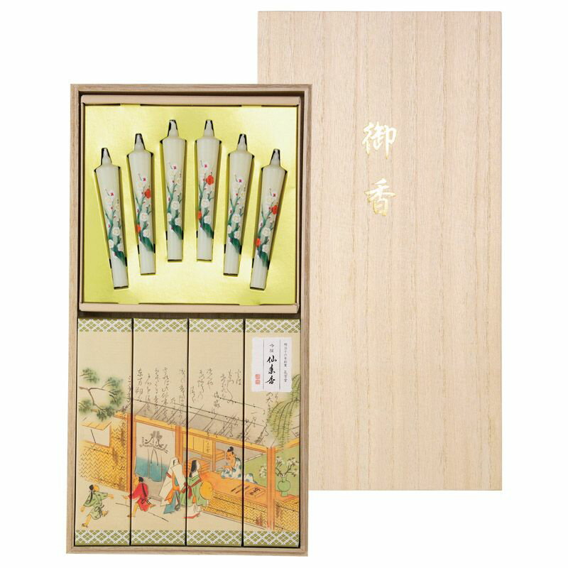 【ギフト】カメヤマ 吟撰 仙年香 絵ろうそくセット(桐箱) 【北海道・沖縄・離島配送不可】