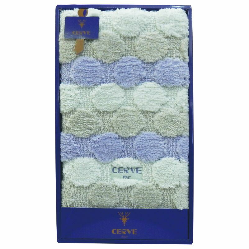 【ギフト】チェルベ ドット 大判バスマット ブルー 【北海道・沖縄・離島配送不可】