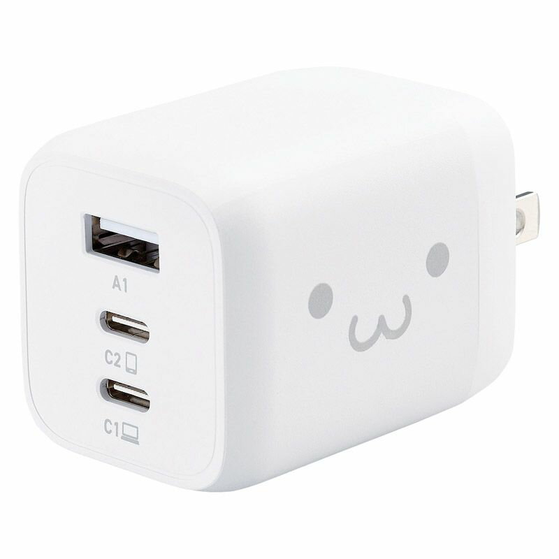 【ギフト】ELECOM AC&USB充電器65W しろちゃん EC-AC4465WF 【北海道・沖縄・離島配送不可】