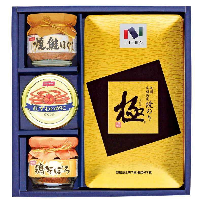 【ギフト】ニコニコのり MBシリーズ 「極」焼のり・瓶・缶詰合せ 【北海道・沖縄・離島配送不可】