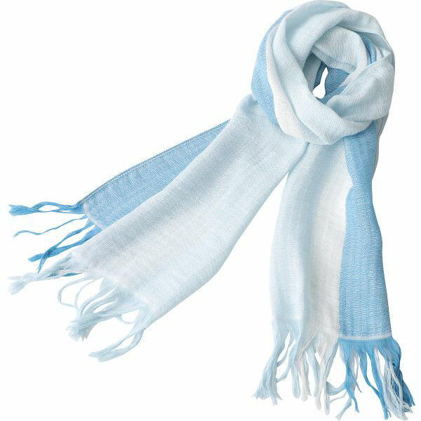 【ギフト】ラインカラーマフラー 青×水色 【北海道・沖縄・離島配送不可】