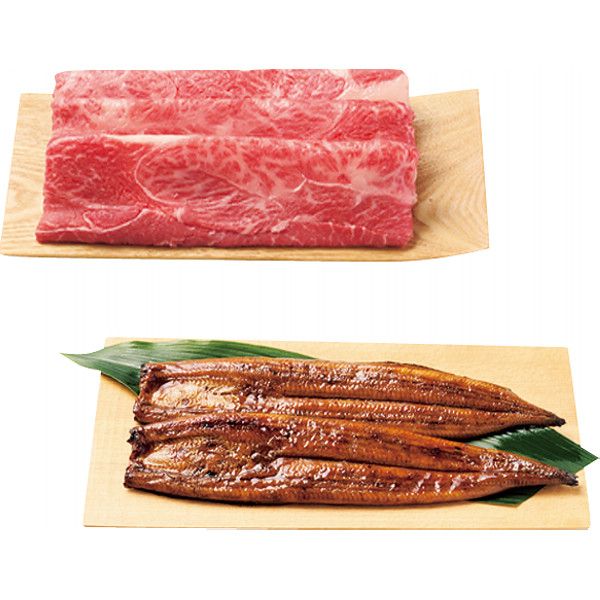 【ギフト】神戸ビーフ(モモすき焼き肉)&鹿児島県産うなぎ蒲焼 【全国配送可】