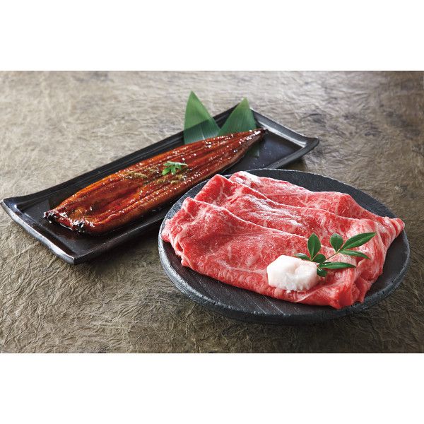 フジックスの【ギフト】神戸ビーフ(モモすき焼き肉)&鹿児島県産うなぎ蒲焼 【全国配送可】｜アングル2