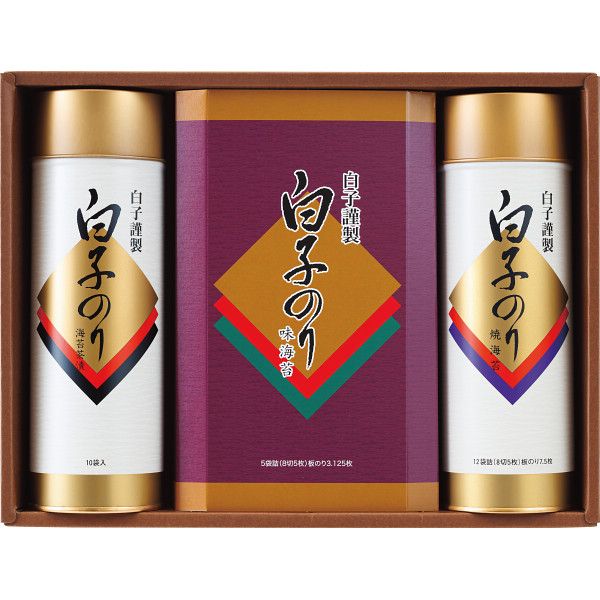 こちらの商品の包装(ラッピング)について○ラッピング・のし承ります（有料）。のし名入れはご注文時備考欄にご記載下さい。注文者名とお届け先名が異なる場合は「（注文者名）様ご依頼分」と送り状に記載して発送いたします。焼のり、味のりとのり茶漬けの詰合せ【商品内容】●焼のり12袋詰（8切5枚）、味のり5袋詰（8切5枚）、のり茶漬け10袋【原産国】日本【箱サイズ】32×24×8cm【箱入重量】640g【宅配区分】常温【賞味期間】730日【アレルゲン】乳成分、小麦、えび、大豆[ 海苔 お茶漬け セット 詰め合わせ ギフト ]