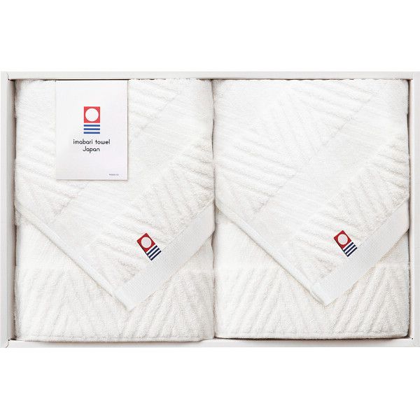 こちらの商品の包装(ラッピング)について○ラッピング・のし承ります（有料）。のし名入れはご注文時備考欄にご記載下さい。注文者名とお届け先名が異なる場合は「（注文者名）様ご依頼分」と送り状に記載して発送いたします。タオルの名産地である四国今治で作られたタオルには100年以上にわたる伝統と職人の業が光ります。杉綾織で仕上げたタオルは見る角度で表情が変わる立体的な織柄で真っ白なタオルに変化をつけています。認定番号：第2014−657号【商品内容】●フェイスタオル2枚【商品サイズ】●約34×70cm【材質】●綿100％【原産国】日本【加工地】日本【箱サイズ】30×20×4cm【箱入重量】285g【宅配区分】常温[ タオルギフト タオルセット ]