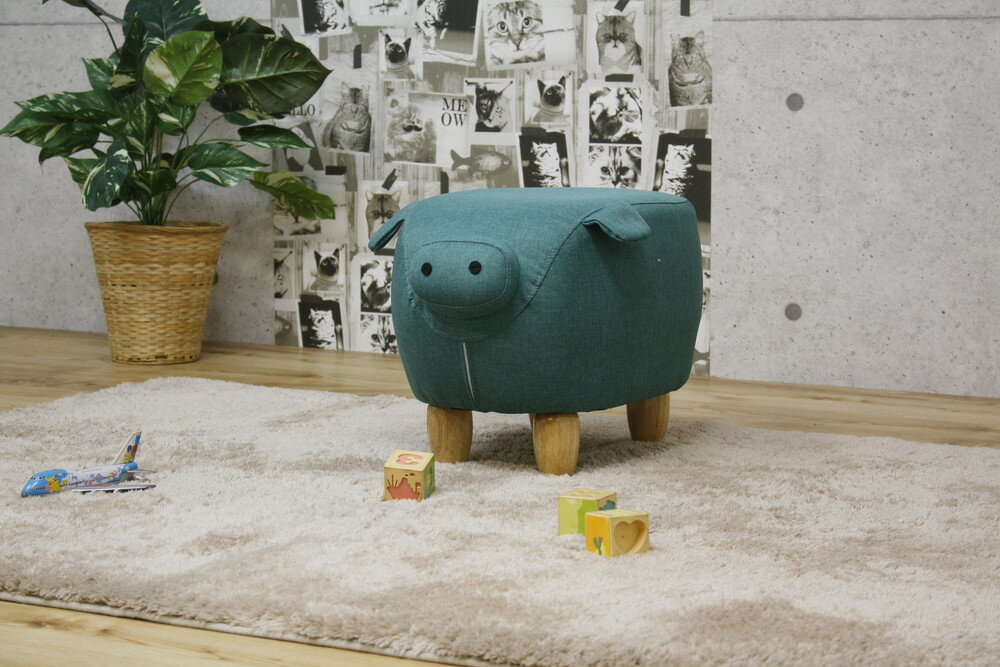 アニマルスツール 動物の形をしたキュートな椅子 GR ST-11 ピッグ グリーン【代引...