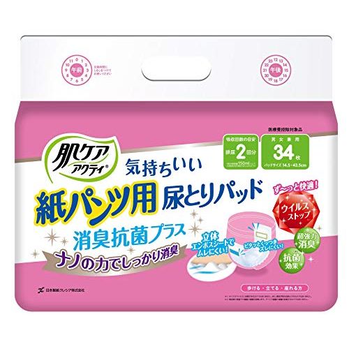 日本製紙クレシア パンツ用尿とりパッド消臭抗菌プラス2回分吸収 80492 【北海道・沖縄・離島配送不可】 1