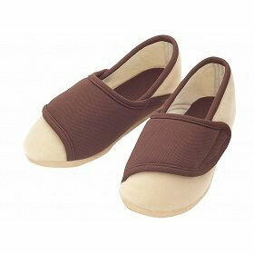 徳武産業 あゆみシューズ 介護靴 自宅用 ワイドベルト 茶 両足LLサイズ 2219 【北海道・沖縄・離島配送不可】