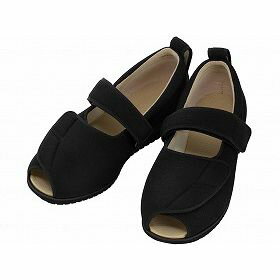 徳武産業 あゆみシューズ 介護靴 施設用 オープンマジックII 9E ブラック 両足5Lサイズ 7018 【北海道・沖縄・離島配送不可】