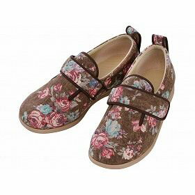 徳武産業 あゆみシューズ 介護靴 施設用 ダブルマジックII ローズ 茶 両足Lサイズ 1067 【北海道・沖縄・離島配送不可】