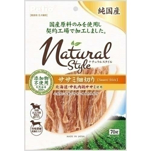 ペティオ ナチュラルスタイル ササミ 細切り 70g 犬用おやつ【代引不可】【北海道・沖縄・離島配送不可】