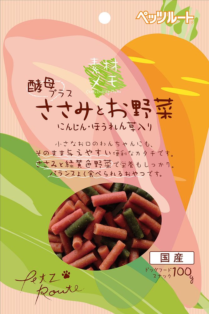 （まとめ買い）ペッツルート 素材メモ ささみとお野菜 100g 犬用 〔×15〕【代引不可】【北海道・沖縄・離島配送不可】