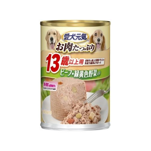 （まとめ買い）愛犬元気缶 13歳からの愛犬用 ビーフ＆チキン 野菜 375g 犬用缶詰 ドッグフード 〔×24〕【代引不可】【北海道 沖縄 離島配送不可】