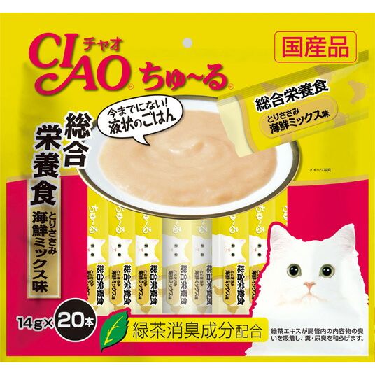 いなばペットフード CIAO ちゅ〜る 総合栄養食 とりささみ 海鮮ミックス味 14g×20本入り SC-200 【代引不可】【北海道・沖縄・離島配送不可】