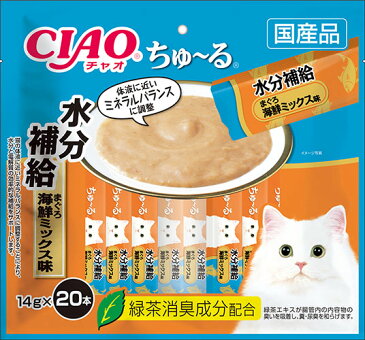 （まとめ買い）いなばペットフード CIAO ちゅ〜る 水分補給 まぐろ 海鮮ミックス味 14g×20本 猫用おやつ 〔×4〕 【北海道・沖縄・離島配送不可】