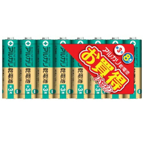 三菱電機 アルカリ乾電池(シュリンクパック) 単3形 8本入 LR6U/8S【北海道・沖縄・離島配送不可】 三菱電機 アルカリ乾電池(シュリンクパック) 単3形 8本入 LR6U/8S【北海道・沖縄・離島配送不可】