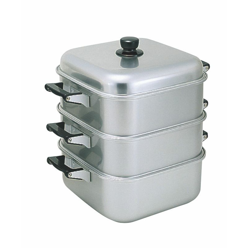 アカオアルミ アルマイト角蒸器 2重 28cm 【北海道・沖縄・離島配送不可】