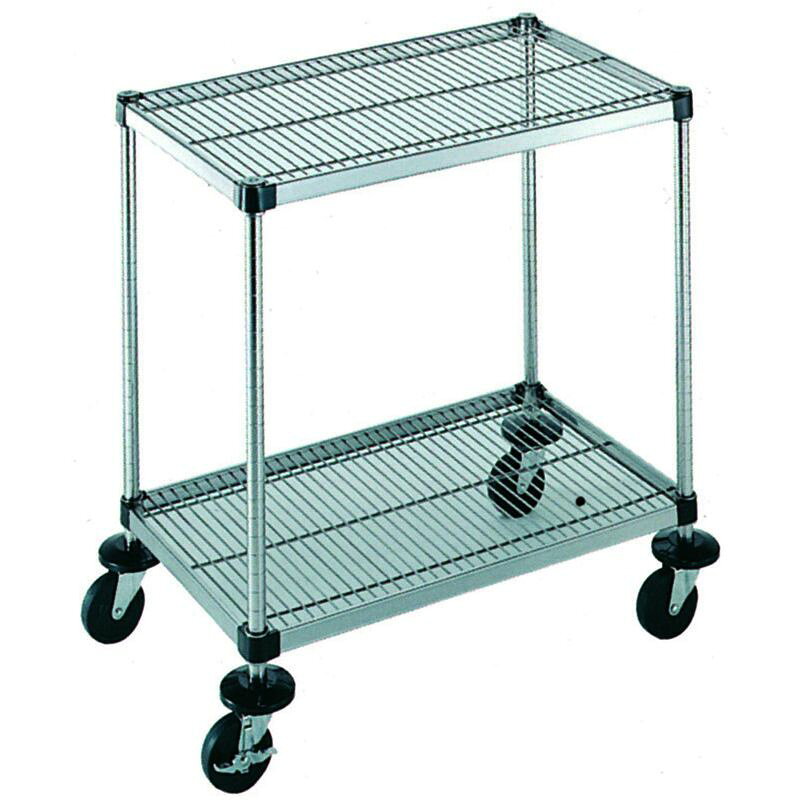 本間冬治工業 弁慶シェルフワゴン 2段 上下段メッシュ棚 610×760×H937mm 6-2-2M-7-L 【北海道・沖縄・離島配送不可】