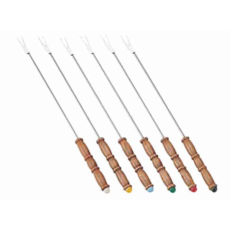 Silicone Cooking Utensils - （まとめ買い）木柄フォンデュフォーク 1本（色指定不可） 〔×10〕 【北海道・沖縄・離島配送不可】