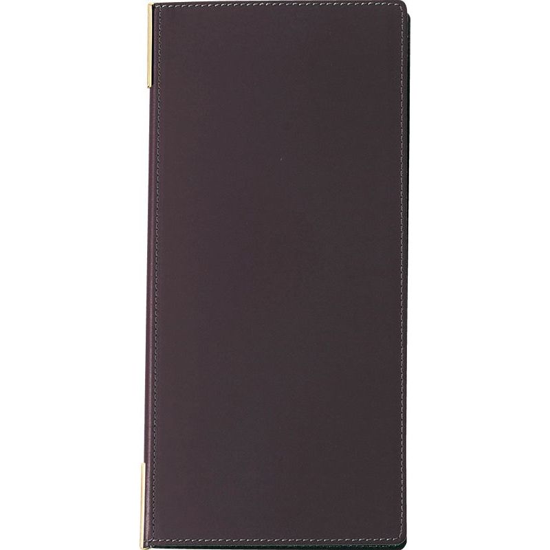 （まとめ買い）えいむ 店舗用品 再生革メニューブック ピンタイプ タテ小・4ページ LB-665 こげ茶 〔×3..