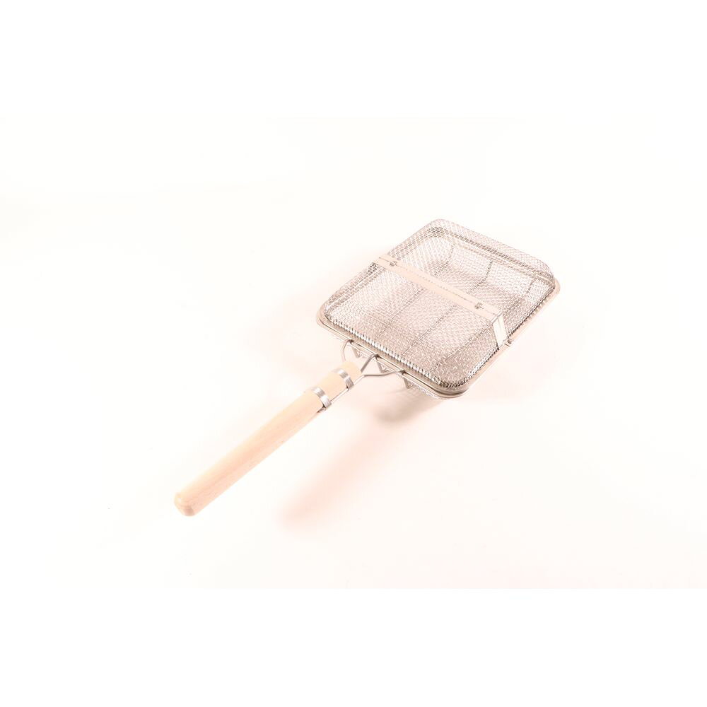材質：天然木　ステンレス内縦×内横×深さ×柄長mm：250×200×65×250生産地：日本（燕三条）日本製※画像のサイズ感と実際のお届け商品のサイズ感は異なる場合があります。商品名および仕様に記載のサイズ・カラー等がお届けの商品になります。[ 煎り網 ギンナンイリ ]