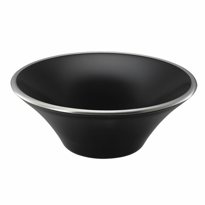 Ramen Bowls - （まとめ買い）カンダ メタル丼 フラワー 厚口タイプ 渕磨きタイプ 塗装仕様 黒 〔×3〕 【北海道・沖縄・離島配送不可】