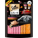 愛猫と夢中になる“とろ〜り”おやつ猫ちゃんが手からでも舐めやすい、贅沢なおいしさの“とろ〜り”おやつ。新フレーバーのたいを中心に2つの味を楽しめるセレクションの大容量タイプ。【原材料(成分)】鶏肉、魚類(かつお、白身魚、たい等)、ほたてエキス、増粘安定剤(加工でん粉、増粘多糖類)、調味料(アミノ酸等)、EDTA-Na、発色剤(亜硝酸Na)【保証成分】タンパク質5.0％以上、脂質0.2％以上、粗繊維0.5％以下、灰分3.0％以下、水分90.0％以下【エネルギー】8kcal/1本【給与方法】1日2本を目安におやつとしてお与えください。【賞味／使用期限(未開封)】24ヶ月【原産国または製造地】タイ【保管方法】・直射日光、高温多湿の場所をさけて保存してください。・開封後は冷蔵庫で保管し、お早めにお使いください。【個装サイズ】175×240×10mm【個装重量】260g【分類】猫用スナック：レトルトタイプ※商品パッケージのリニューアル等により商品画像とお届け商品のパッケージが異なる場合がございます。予めご了承お願い致します。