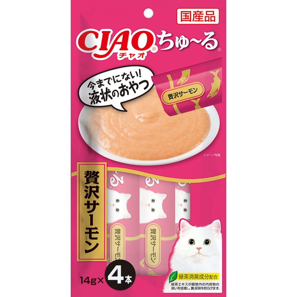 いなばペットフード CIAO ちゅ〜る 贅沢サーモン 14g×4本 猫用おやつ 