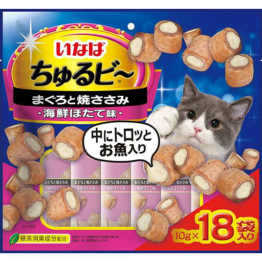 1粒で2つの美味しさ！・ひと粒で2つの味が楽しめる新しいおやつ。・外はふっくら、中はトロッと2つの食感が楽しめます。・保存料不使用・緑茶消臭成分配合で、腸管内の内容物の臭いを吸着し、糞尿臭を和らげます。【原材料(成分)】鶏肉(ささみ)、まぐろ、かつお節、鶏脂、でん粉、卵白粉末、ほたてエキス、かにエキス、いかエキス、酵母エキス、寒天、カゼインナトリウム、増粘多糖類、ビタミンE、緑茶エキス、紅麹色素【保証成分】たんぱく質24.0％以上、脂質4.2％以上、粗繊維0.1％以下、灰分2.0％以下、水分69.5％以下【エネルギー】約20kcal/袋【賞味／使用期限(未開封)】18ヶ月【原産国または製造地】中国【個装サイズ】300×280×30mm【個装重量】230g【分類】猫用スナック※商品パッケージのリニューアル等により商品画像とお届け商品のパッケージが異なる場合がございます。予めご了承お願い致します。