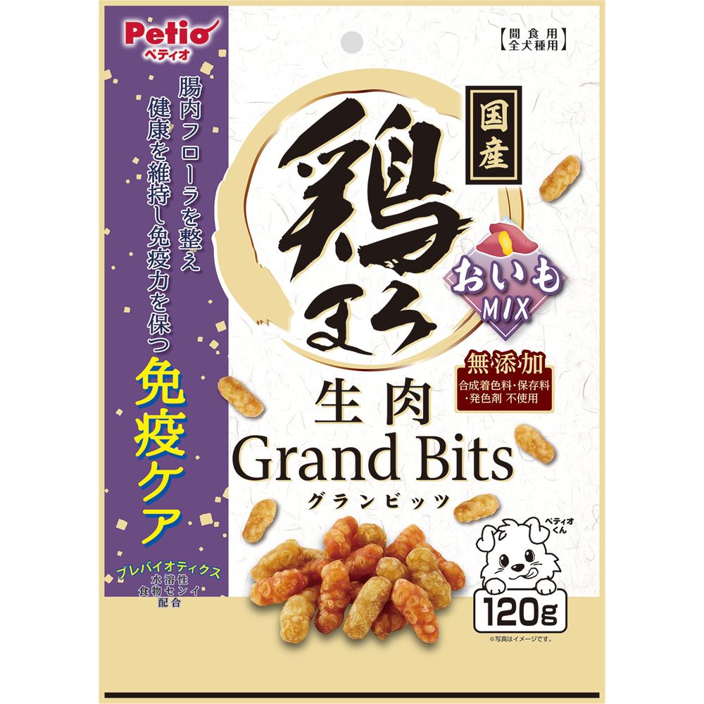 （まとめ買い）ペティオ 鶏まろ 無添加 生肉グランビッツ おいもミックス 120g 犬用おやつ 〔×15〕 