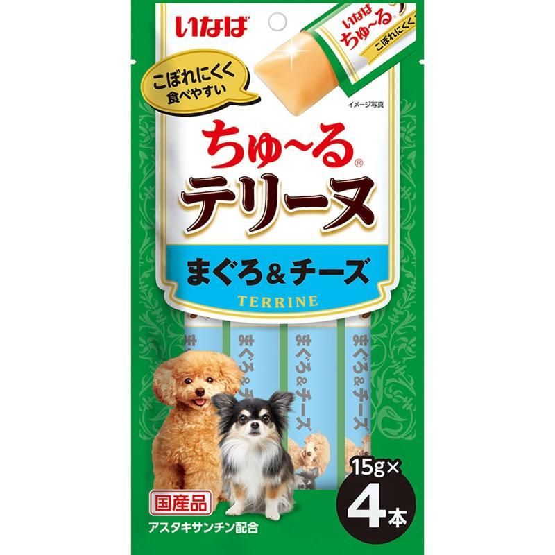 （まとめ買い）いなばペットフード いなば ちゅ〜るテリーヌ まぐろ＆チーズ 15g×4本 犬用おやつ 〔×16〕 【北海道・沖縄・離島配送不可】