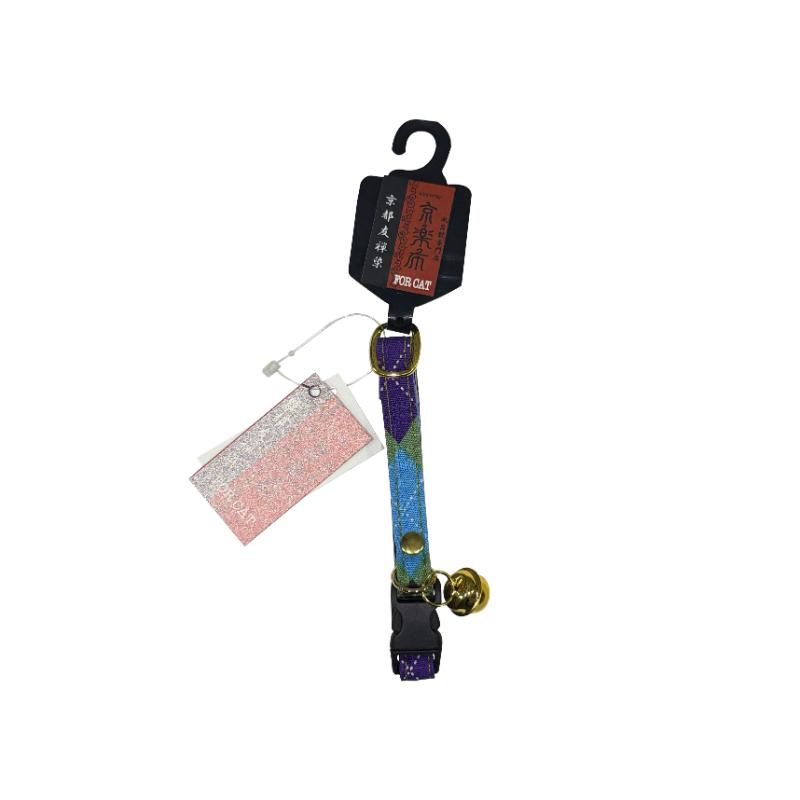神戸工房 猫用首輪 京楽布 格子 緑 S ペット用品 【北海道・沖縄・離島配送不可】