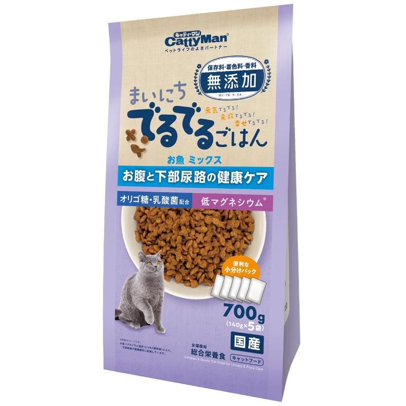 （まとめ買い）キャティーマン まいにちでるでるごはん お腹と下部尿路の健康ケア 猫用 700g 猫用フード 〔×5〕 【北海道・沖縄・離島配送不可】