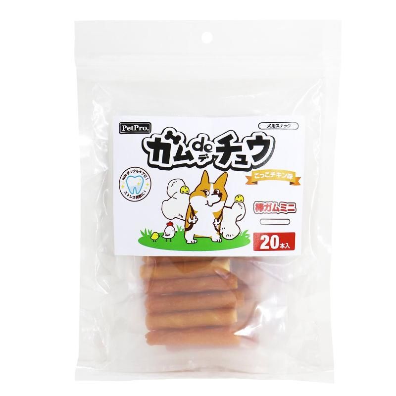 ペットプロ ペットプロ ガムdeチュウ こっこチキン味 棒ガムミニ 20本入 犬用おやつ 【北海道・沖縄・離島配送不可】