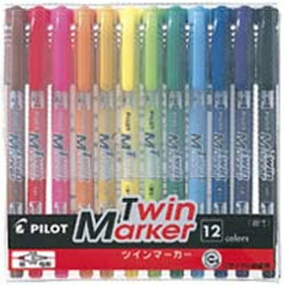（まとめ買い）パイロット ツインマーカー 細・極細 12色セット MEF-144EU12C 〔×3〕 【北海道・沖縄・離島配送不可】