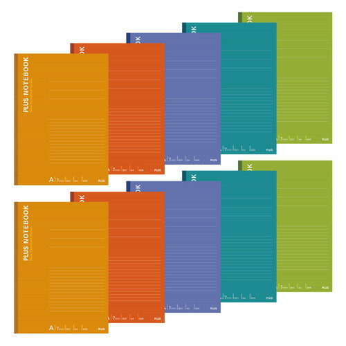 プラス ノートブック A4 A罫 40枚 10冊入 5色色込 NO-204AS-10CP 【北海道・沖縄・離島配送不可】